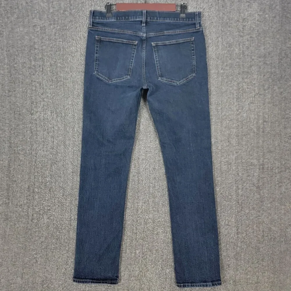 J Crew Jeans Mens 32x30* Blue Dark Wash Flex Straight Leg Stretch Denim